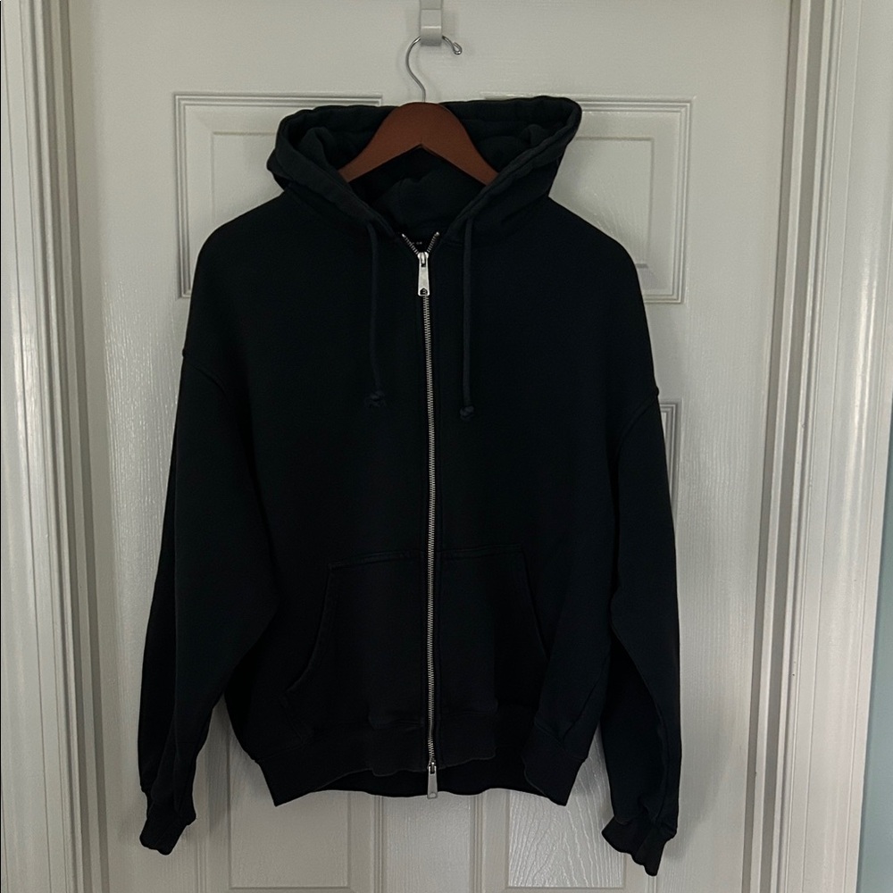 Cotton On Men's Blue Zip-Up Box Fit Hoodie Size M